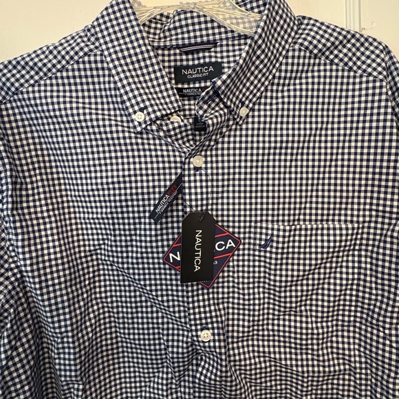 Nautica Men's Navy and White Checkered Shirt - Picture 3 of 5